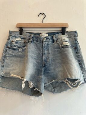 Abercrombie & Fitch Light Blue Distressed Denim Cutoff Shorts